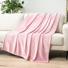 Light Pink Fleece Throw Blanket for Couch Twin Size Blush Pink Super Soft Fuz...