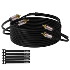 25FT 2RCA Male to 2RCA Male Stereo Audio Cable, OFC, Double Shielded