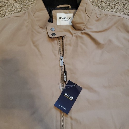 Chaqueta de golf para hombre Haggar resistente al agua de microfibra con cuello simulado XXL bronceado beige - Imagen 2 de 11