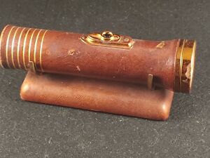 Vintage Eveready Case 2251 Flashlight, with stand, Brown Leather, 2 D Cell