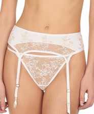 Natori Obsession Floral Embroidered garter belt S white