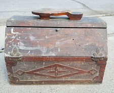 Antique Hand Made Wooden Shoe Shine Box Cobbler Bench Depression Tramp Folk Art