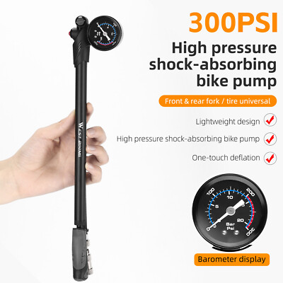 #ad #ad WEST BIKING 300PSI Bicycle Front Fork Rear Shock Pump Gauge MTB Road Bike Pump $19.78