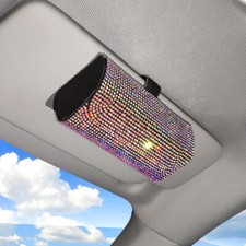 Bling Sunglass Holder Car Sun Visor Crystal Glasses Eyeglass Organizer Box Craft