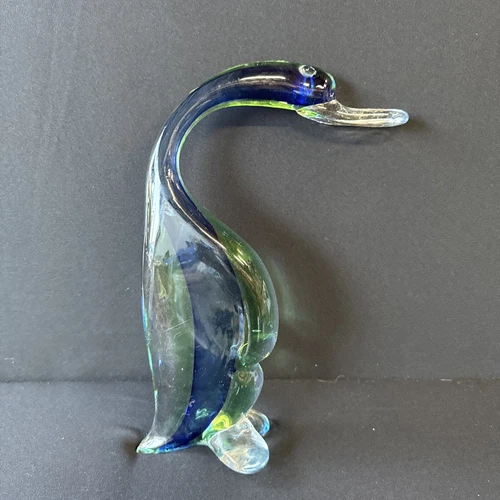 Vintage Murano Seguso Art Glass Duck Bird Sculpture Blue Green Hombre