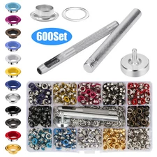 600 Set Metal Eyelets Grommets Washers Kit for DIY Leather Craft 12 Colors 5 mm