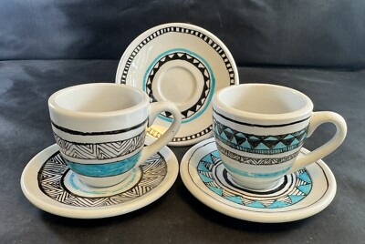 2 Coffee Bar by Konitz Espresso Porcelain Cups & Saucers (+extra Saucer)