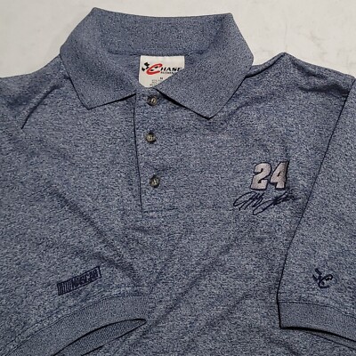 Chase Authentics Jeff Gordon #24 NASCAR Golf Polo Gray Blue Shirt Medium NWOT 
