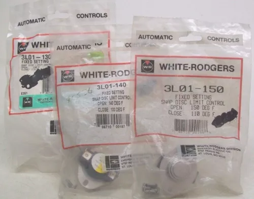 3 NIP WHITE-RODGERS FIXED SNAP DISC LIMIT CONTROLS 1 EA 3L01-130, 140, 150 AP