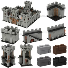 MOC Bricks Wall Medieval Knight Castle Tower Baseplate Army Set Lot Fit 98283