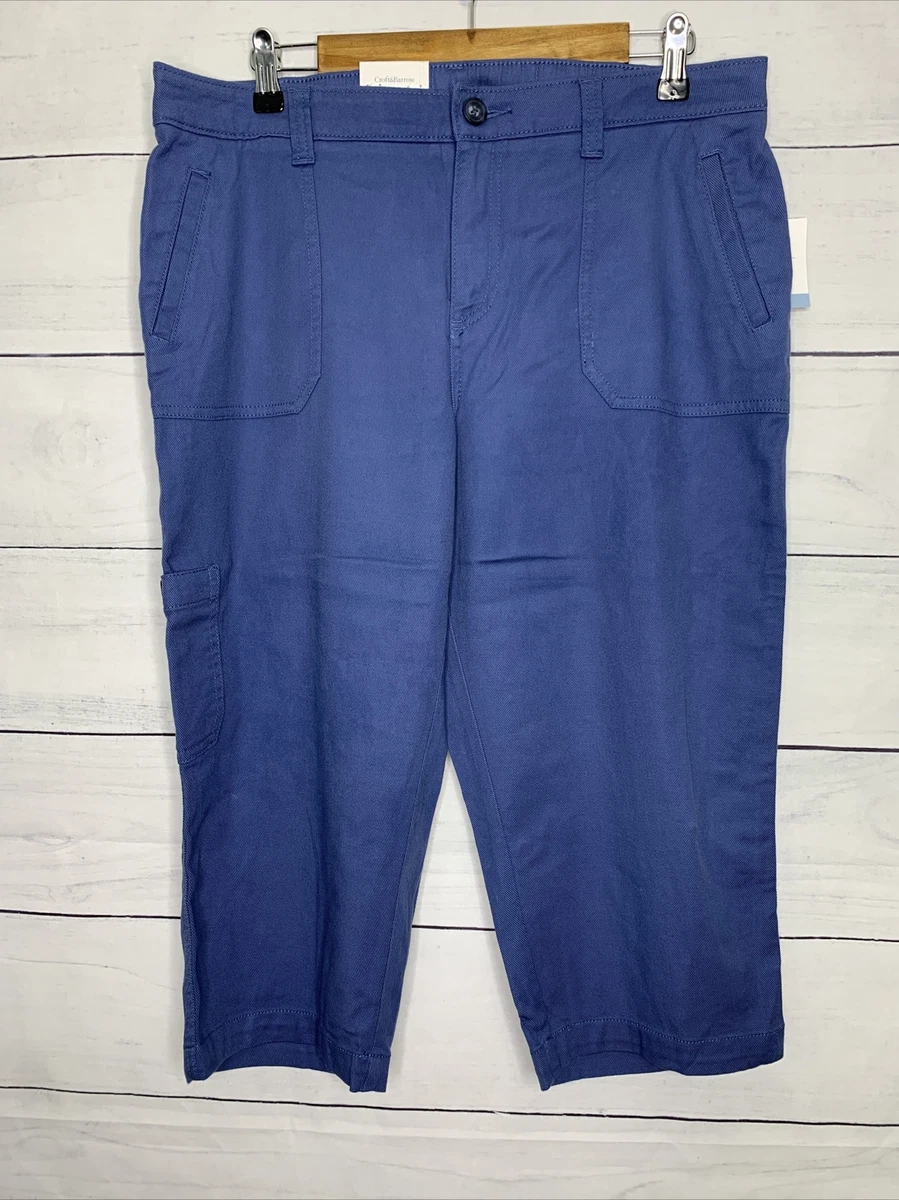 Croft Barrow Women Mid Rise Stretch Crop Pants Straight Through Hip Thigh 16P