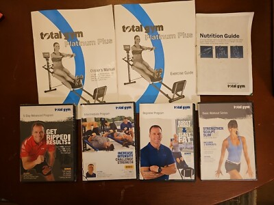 Total Gym Platinum Plus Complete Manuals and Workout Series 3 DVD's FAST SHIP