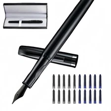 Black Metal Fountain Pen，Extra Fine Nib Fountain Pen，Fountain pen for writing...