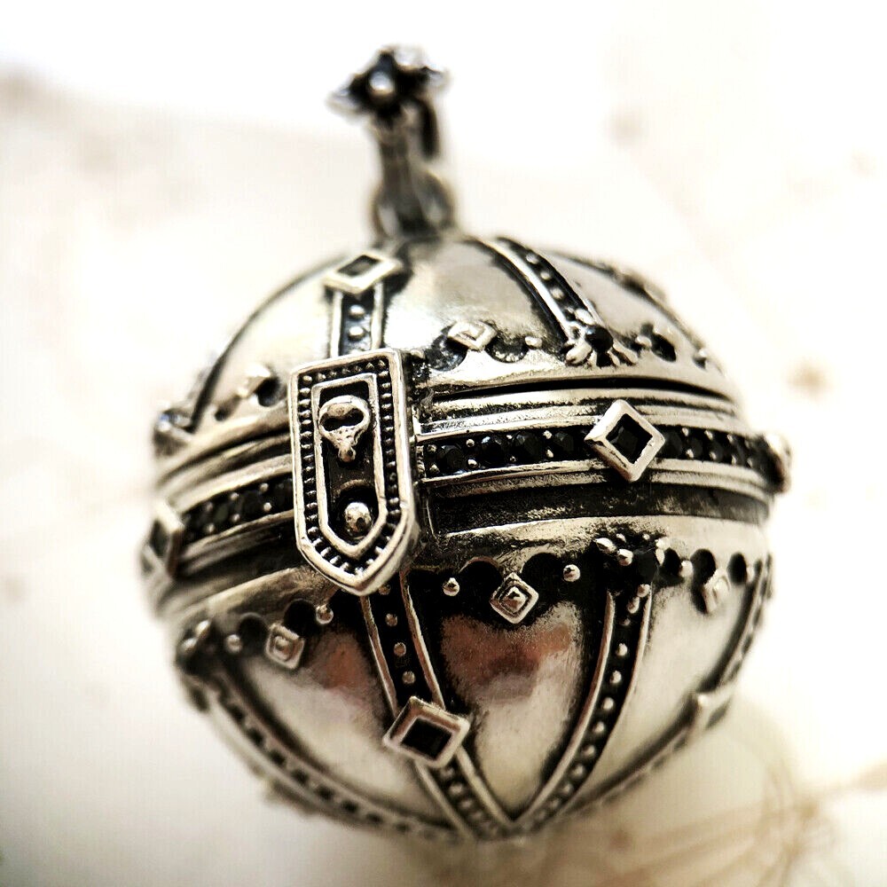 Royal Russia Faberge Orb Locket Stainless Steel Medieval Gothic Orb Pendant