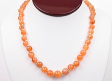 Sterling 18in Graduated Carnelian Beaded Necklace 1.1g Exquisitely Timeless Gem.