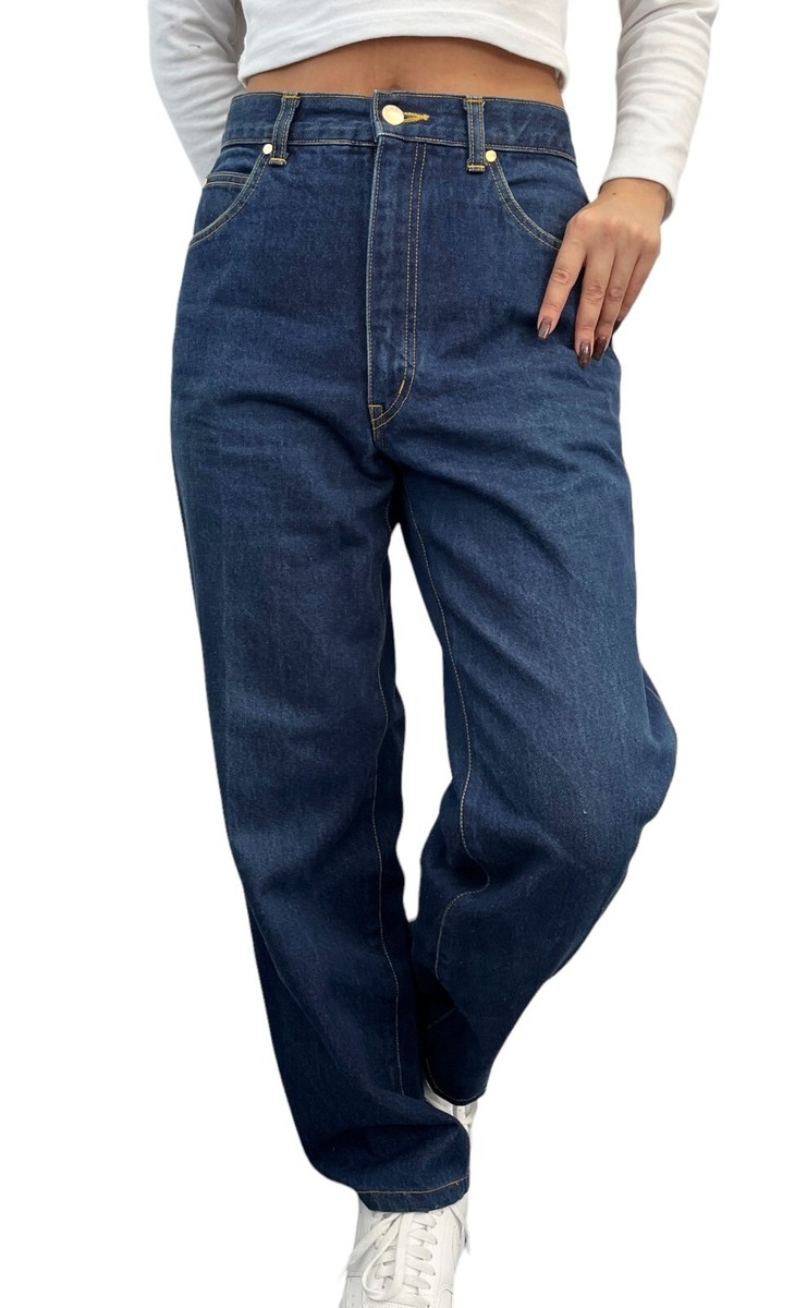 Yves Saint Laurent Vintage YSL Logo Denim Cropped Pants #40 Blue
