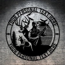 Personalized Deer Hunter Name Metal Sign. Custom Hunting Wall Decor Gift