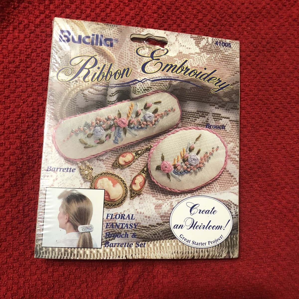 Bucilla Ribbon Embroidery KIT - SPRING BOUQUET BROOCH & BARRETTE