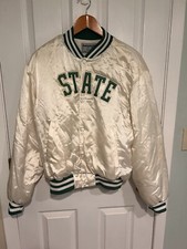 Vintage Swingster State White Jacket- Made In USA. Fits Like Med- Michigan State