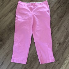 Talbots Women  s Sz 14 Pants Pink Perfect Crop Flat Front Trouser Barbie