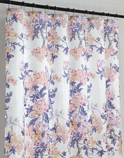 VCNY Home Decorative Fabric Shower Curtain: Watercolor Floral Pink Purple Yellow