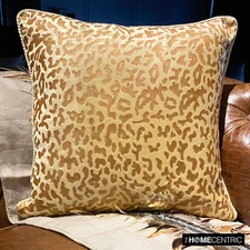 Decorative Cushion Cover Gold 16"x16", Sofa Decor Velvet Animal Print - Roar