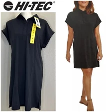 Womens Hi-Tec Black Short Sleeve Active Comfort Dress, Small Adjustable Waist