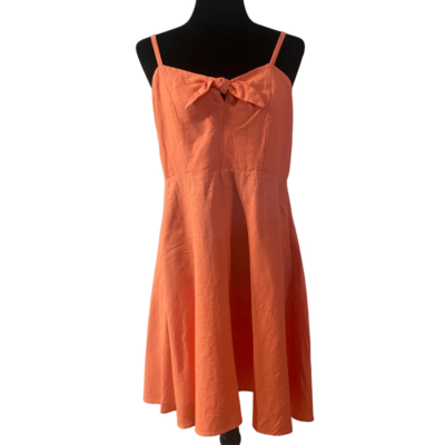 old navy orange linen dress Old Navy Cami Coral Orange Halter Fit and Flare Sleeveless Linen Dress