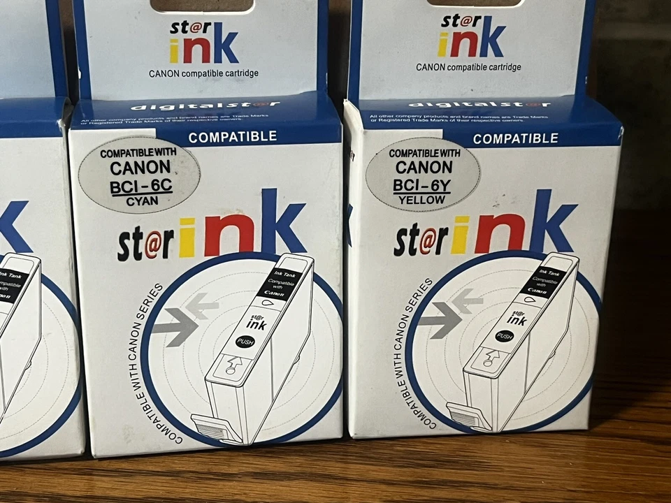 4) Cartuchos de tinta estrella, compatibles con CanonBCI+ otros nuevos exp.BK,YW,Mag,Cyan Foto 3 de 4