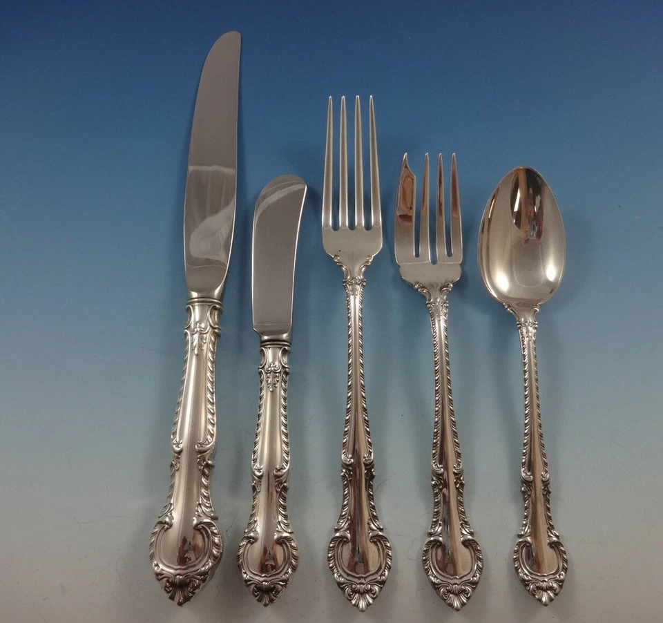 English Gadroon by Gorham Sterling Silver Flatware Set For 8 Service 43 Pieces - Image 3 of 4