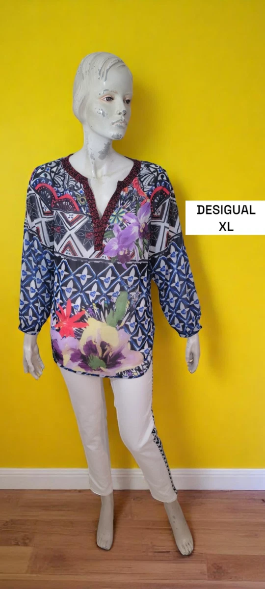 Desigual Robe Tunique Femme Taille Viscose motif floral manches L 3/4