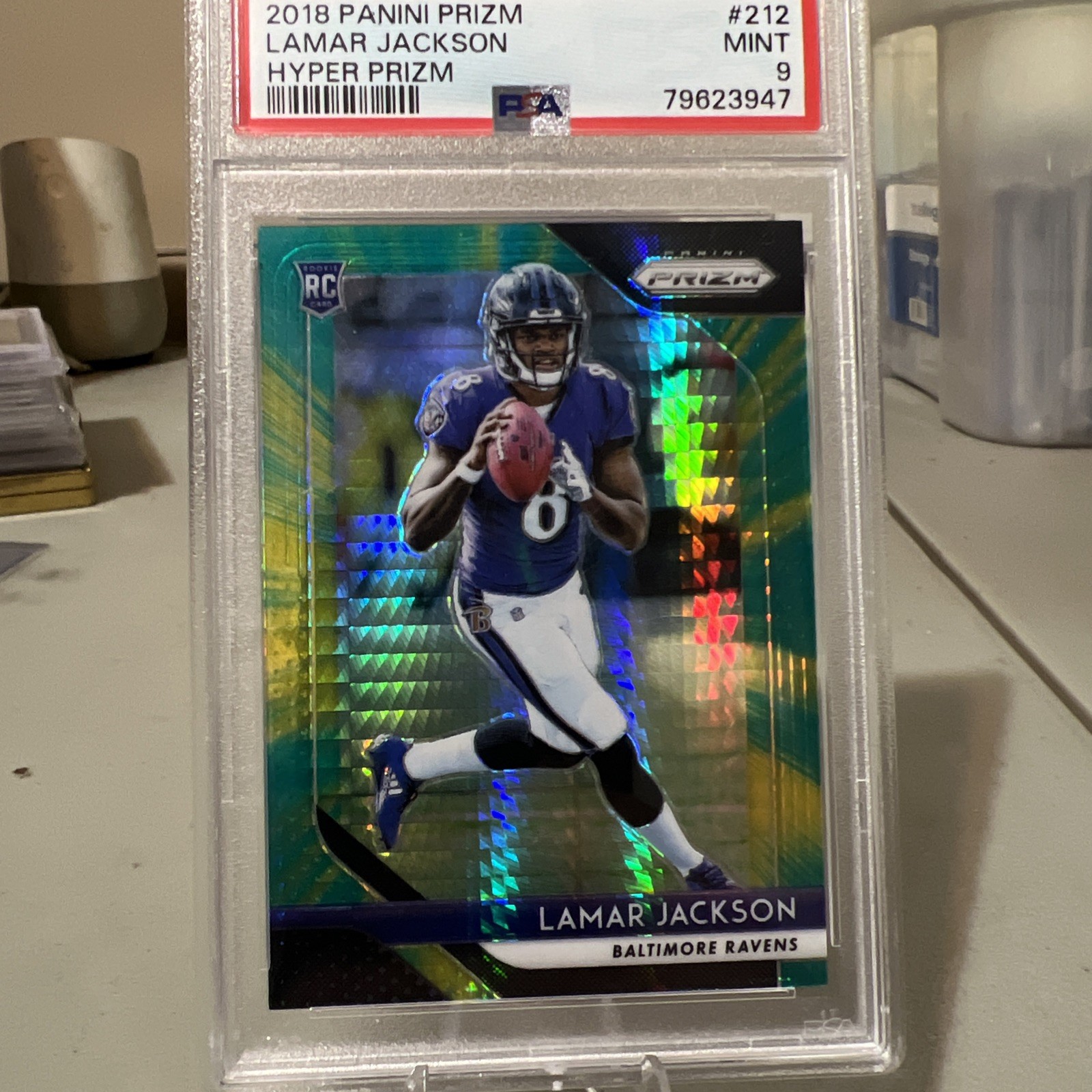 2018 Panini Prizm Lamar Jackson RC Hyper /275  #212 PSA 9 Baltimore Ravens 🔥