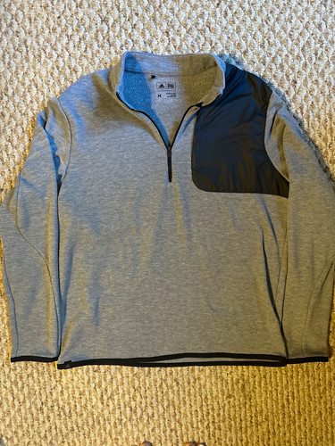 adidas Golf Men's 1/4 Zip Fleece Mock Neck Pullover Sweatshirt Gray/Black M