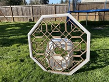 Chinese Natural Wood Octagonal Flower Geometric Pattern Wall Panel