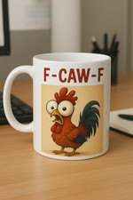 Funny Rooster Coffee Mug ? "F-CAW-F" Funny Roost Chicken Cup ? Box Included 11oz
