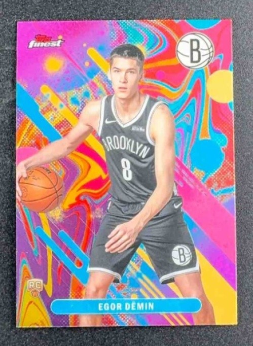 Egor Demin 2025-26 Topps Finest #8 Common Oil Spill Refractor RC Nets