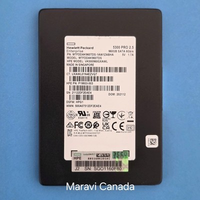 HP HPE Micron 5300 PRO 2.5'' 960GB SATA 6Gb/s SSD MTFDDAK960TDS, 100% Health