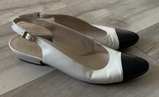 Vtg Salvatore Ferragamo Shoes White Black Sling Back Sz 8 AAAA Used