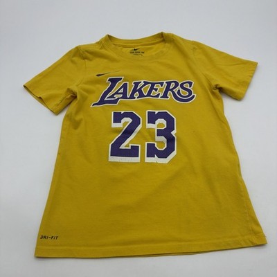 NBA Lakers James # 23 The Nike Dri Fit T-shirt Boys S Yelloew Logo