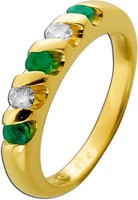Smaragdring Gold 585 14K GrüNe Edelsteine 0.20Ct Brillanten 0.12Ct