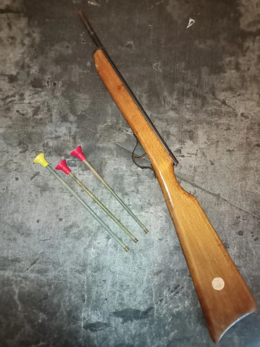 Ancien Fusil à Fléchettes Gégé Des Années 1960 – Jouet Vintage En Bois, Fabrication Française