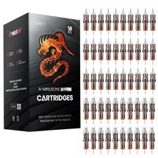 50 Assorted Tattoo Cartridge Needles Mixed Size 50Pcs-10RL RM RS M1, black