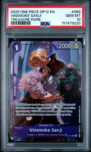 One Piece Vinsmoke Sanji Legacy of the Master Treasure Rare OP12-063 PSA 10 Gem