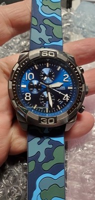 Fossil Bronson Chronograph Watch Fs5711 Blue 50M Water Resist  50mm Case