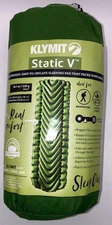 Klymit Static V Lightweight Sleeping Pad Single Air Green Inflatable 72 x 23 NEW