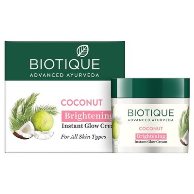Biotique Coconut Brightening Glow Cream 50g Dark Spot Moisturizing Face Care