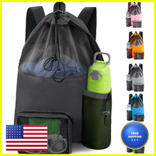 Hohom Mesh Swim Bag Beach Drawstring Backpack Waterproof Gym Bags For Women And