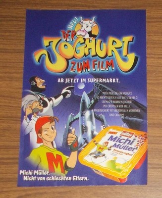 Seltene Werbung MICHI MÜLLER Bananen-Joghurt mit Vita-Balls 1998