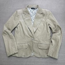 Women's Preppy Tan Corduroy Fitted Blazer Classic Fall Jacket Single Button Sm