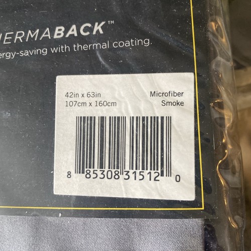 ECLIPSE Curtains Blackout thermaback lot~ 2 Grommet Panels Smoke Grey 42x63 - Picture 9 of 9
